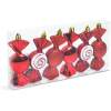 Afbeelding van Kerstdecoratieset - 6 rode snoepornamenten (10 x 3,6 cm) - mat, glanzend & glitter - kunststof