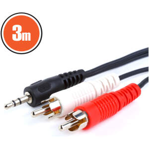 Afbeelding van Audio kabel 3 meter - 2x RCA plug naar 3,5 mm stereo JACK - Multimedia & TV aansluitkabel [20173] - e223