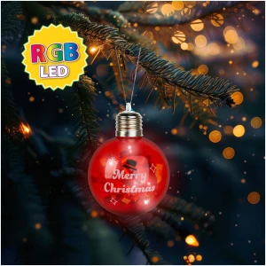 Afbeelding van Kerst LED Bal – RGB Kleurveranderende LED – Transparant – Kunststof – Ø 8 cm – Met Glittereffect
