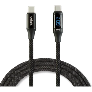 Afbeelding van Oplaadkabel / Datakabel - Type-C / Type-C - met vermogensweergave - zwart - 1 m - 3 A - 60 W 1 Stuks