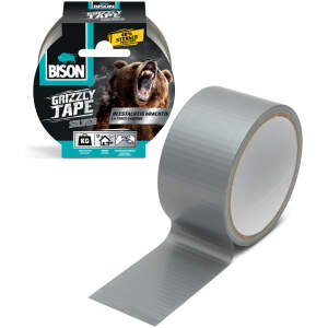 Afbeelding van Bison - Grizzly Duct Tape - Super Sterk - Verstevigd materiaal - Zilver Grijs- 10 meter - Waterbestendig /