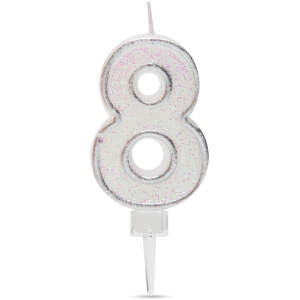 Afbeelding van Verjaardagskaars cijfer 8 - 6,5×4 cm - taartkaars - decoratieve cijferkaars voor feest & verjaardag