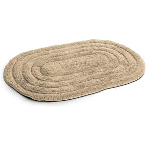 Afbeelding van Badmat 60x40 cm - Ovaal, Katoen, Antislip - Off-White | Zachte Wasbare Douchemat voor de Badkamer [57154F] -
