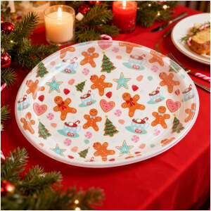 Afbeelding van Kerst Serveertray van Kunststof – Kerstschaal - Feestelijke serveerschaal met kerstmotieven – Voor Hapje