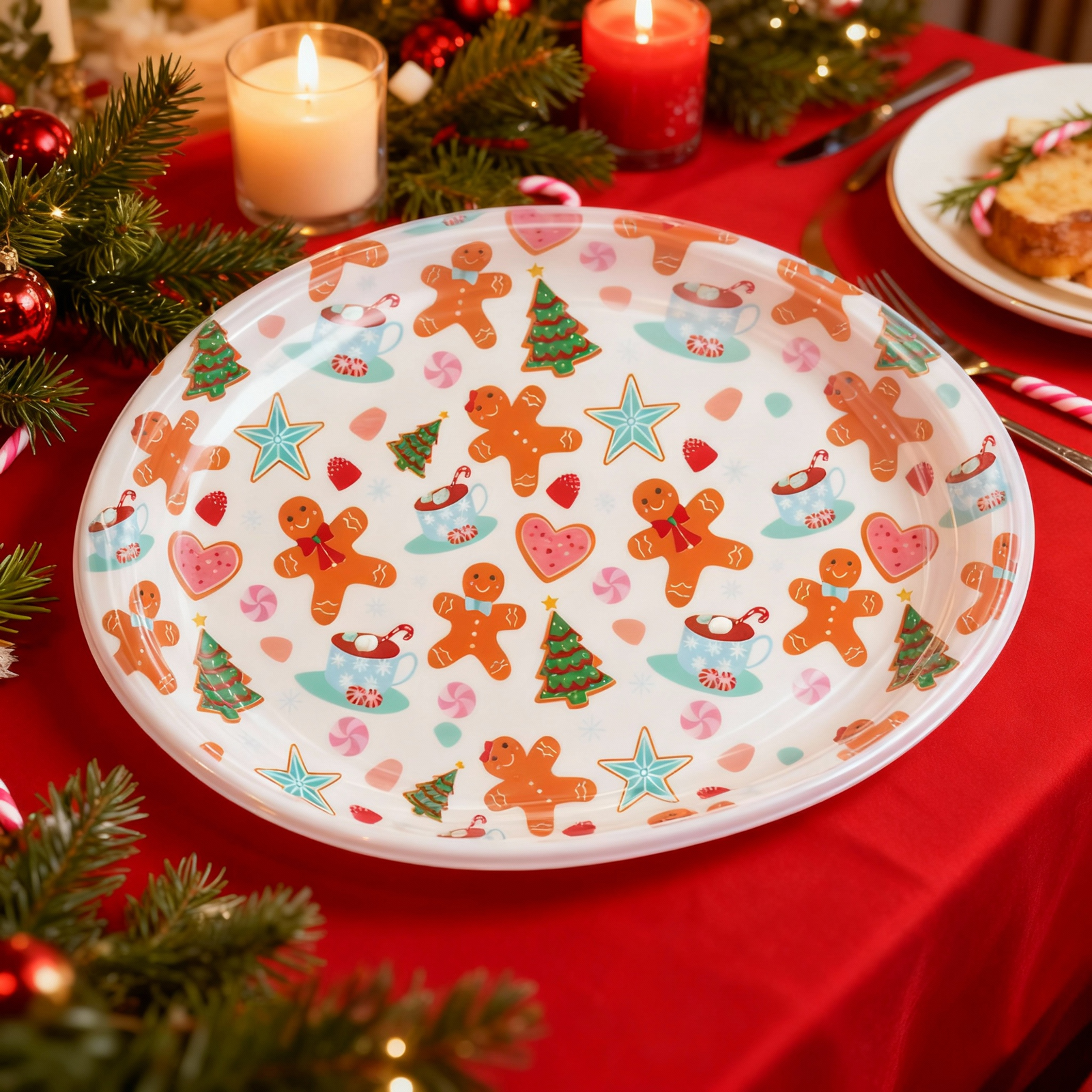 Afbeelding van Kerst Serveertray van Kunststof – Kerstschaal - Feestelijke serveerschaal met kerstmotieven – Voor Hapje