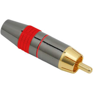 Afbeelding van RCA plug verguld rood – Audio video connector – Geschikt voor kabel tot 8 mm – Met markeerring - 1