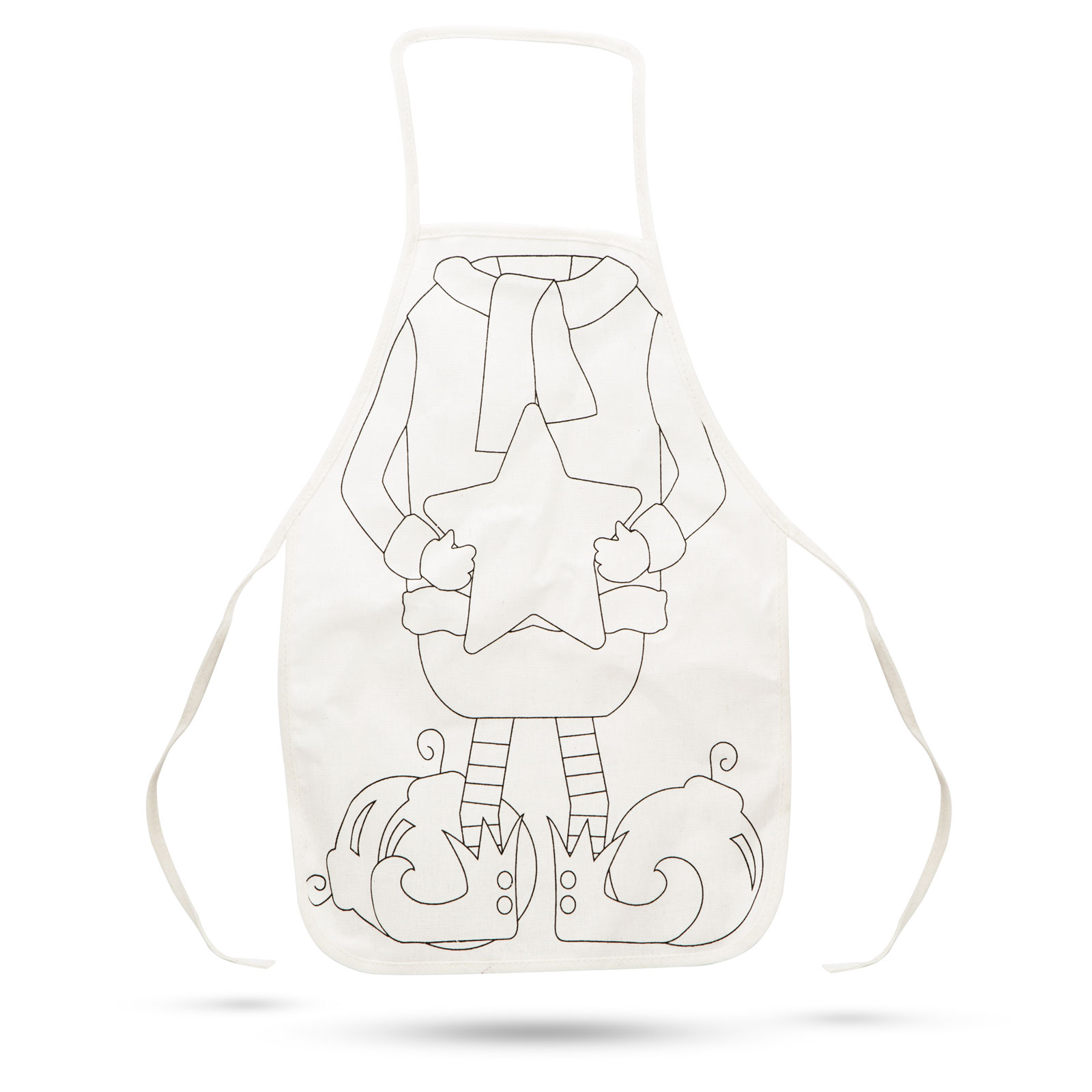 Afbeelding van Kinderschort om zelf in te kleuren - inclusief 4 viltstiften - kerst / knutsel / keukenschort - 56 × 34 cm