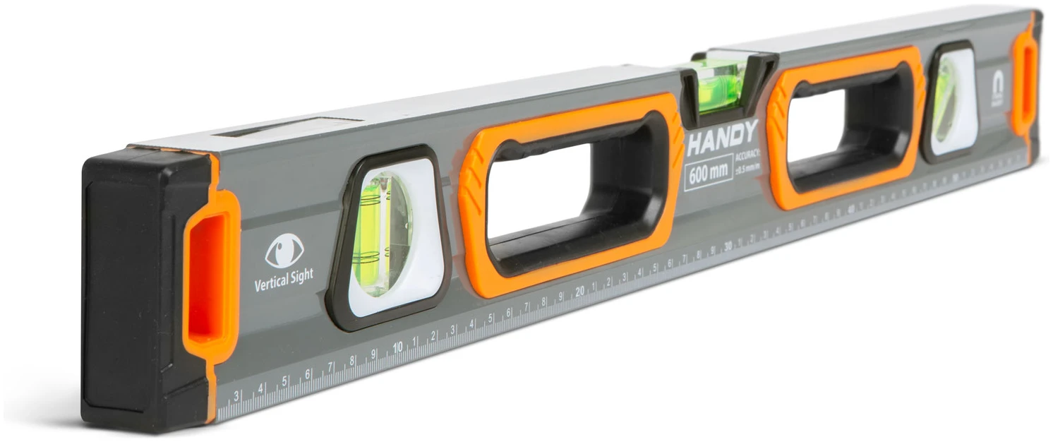 Afbeelding van Handy - Magnetische waterpas 60 cm – Professionele aluminium waterpas met spiegelvenster en meetlat