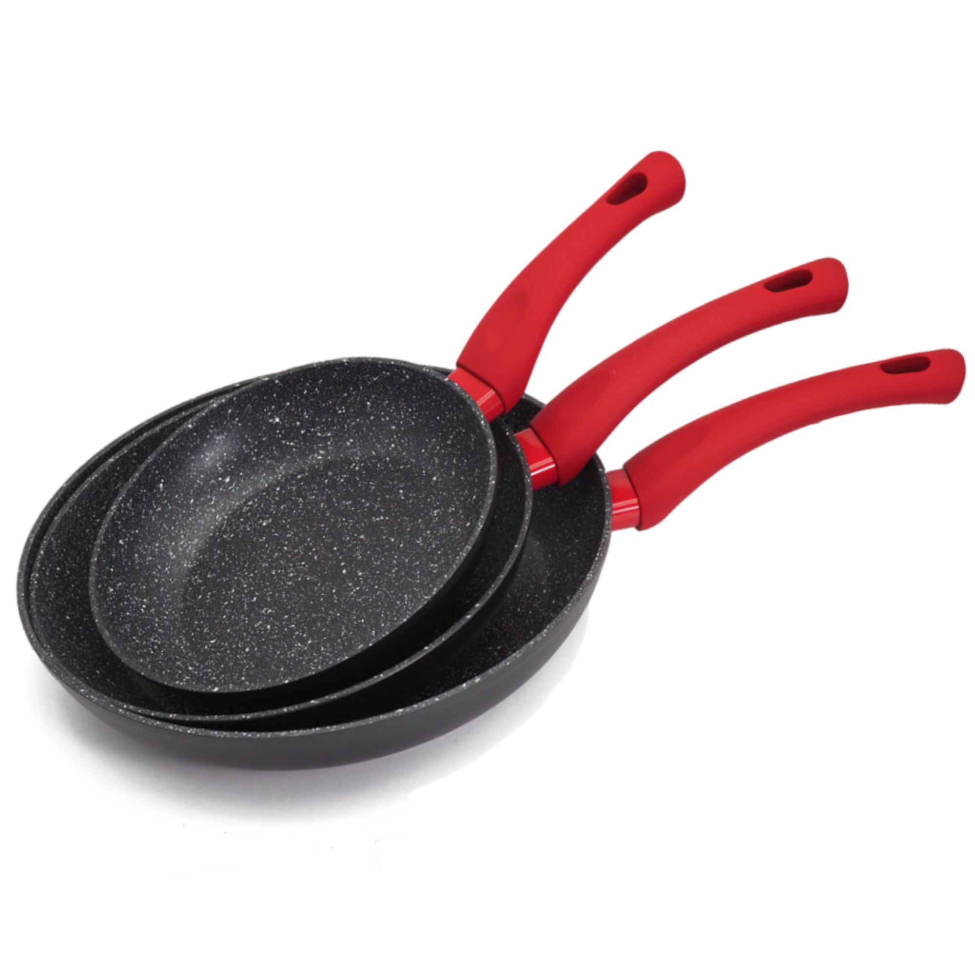 Afbeelding van San Ignacio Koekenpannenset - Koekenpannen Ø20, 24, 28cm - Eco Friendly Pannenset - Rood / Zwart / Grijs