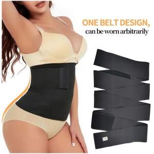 Afbeelding van Dames Body Shaper Band - 280x10 cm - Zwarte Tailleband van Elastisch Polyester - Voor Houding, Afslanking