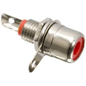 Afbeelding van 10x RCA Aansluiting Vrouwelijk Inbouw Rood – Vernikkelde RCA Socket – Chassis Connector voor Audio &