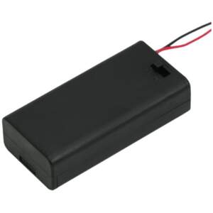 Afbeelding van 5x Batterijhouder AA – Voor 2 AA batterijen – Met schakelaar en draad – 5 stuks – Zwart kunststof - 5