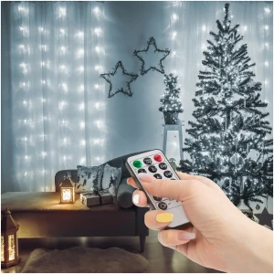 Afbeelding van Lichtgordijn - 100 koelwitte microLED's - 3 x 1 m - 230V - met afstandsbediening 1 Stuks [58904B] - fa39