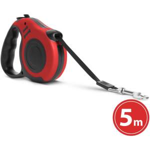 Afbeelding van Automatische Hondenriem 5 m - Met Remsysteem & Snelle Terugtrekking - Anti-slip - Rood - Huisdieren