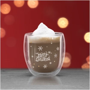 Afbeelding van Dubbelwandig Kerstglas - 300 ml Borosilicaat Thermoglas met Sneeuwvlok Design | Hittebestendig & Krasvast