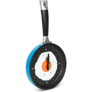 Afbeelding van Keuken Wandklok als Koekenpan - Gebakken Ei Design met Vork & Mes - Blauw 1 Stuks [W1060A] - fc31 db21