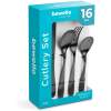 Afbeelding van Mat Zwarte Bestekset - 16-delig - Aluminium - Elegant & Lichtgewicht - Ergonomisch Design -