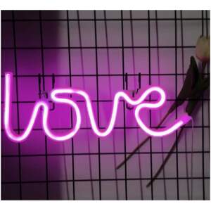 Afbeelding van LED Love Lamp – Neon Roze –Wandmontage - Batterij – Sfeerverlichting voor Mancave, Bar of Slaapkamer