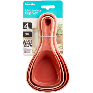 Afbeelding van Bewello - Maatlepels Set 4-delig – 60 t/m 250 ml – Kunststof – Stapelbaar – Perzikkleur - 4 stuks /