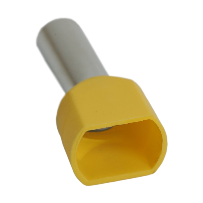 Afbeelding van 100x Geïsoleerde Dubbele Adereindhuls 2×6,0 Mm² Geel – Cord End Terminal Voor Dubbele Bedrading –