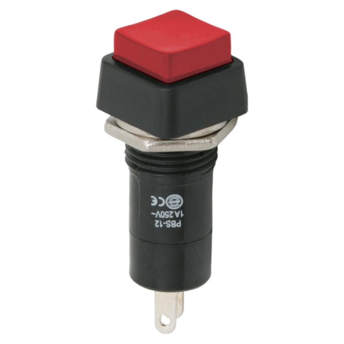Afbeelding van 10x Vierkante Drukknop Schakelaar Rood – Inbouw Push-Button OFF/ON 250V 1A – Enkelpolige Schakelaar Voor
