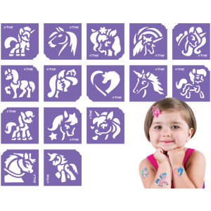 Afbeelding van Glitter Tattoo Sjablonen - 15-delige Set Met Paarden, Pony’s en Eenhoorns [TY50156] - 0112 2f8a 4df8 9fb4
