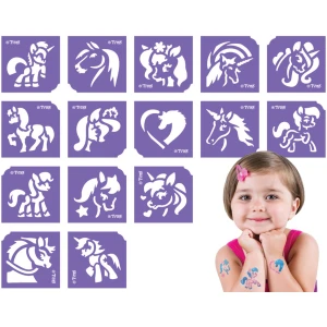 Afbeelding van Glitter Tattoo Sjablonen - 15-delige Set Met Paarden, Pony’s en Eenhoorns [TY50156] - 0112 2f8a 4df8 9fb4