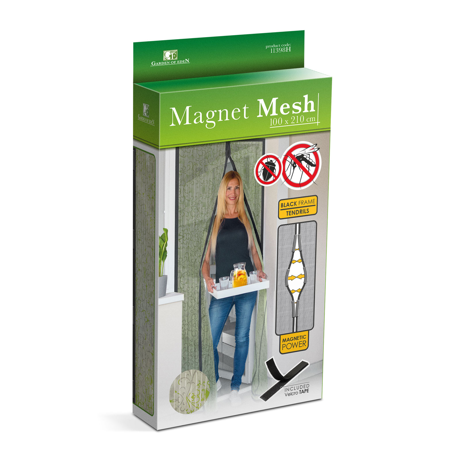 Afbeelding van Magnetisch Vliegengordijn / Hordeur Tegen Insecten – Hor met Magneten – Bloemenpatroon – 100 x 210 cm