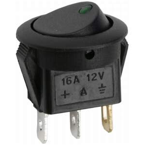 Afbeelding van 5x Ronde Verlichte Wipschakelaar ON-OFF - Rocker Switch 12V DC 16A - Inbouw Schakelaar Met Groene LED