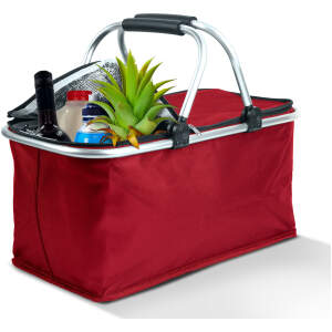 Afbeelding van Thermo Opvouwbare Picknickmand Met Koelvoering – Rood – 49 × 28 × 25 cm – 21 Liter – Geïsoleerde