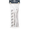 Afbeelding van Witte 6-voudige stekkerdoos 3 meter kabel - verlengsnoer, power strip, verdeeldoos, met hoogwaardige isolatie
