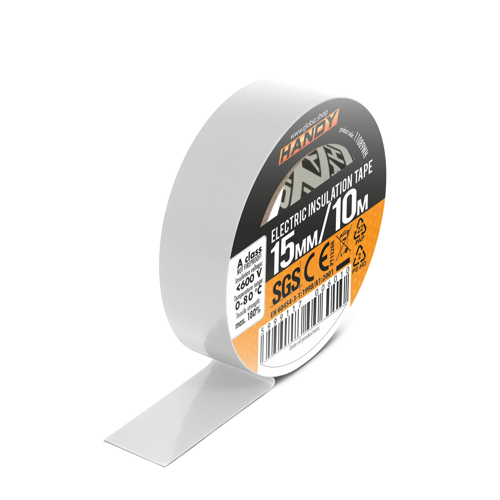 Afbeelding van 5× Isolatietape Wit 10 m × 15 mm – Set Van 5 Rollen – PVC Elektrische Tape Voor Kabelisolatie En