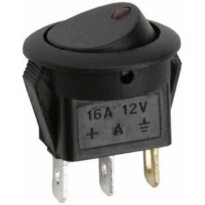 Afbeelding van 5x Ronde Tuimelschakelaar Zwart Met Rode LED – Verlichte Rocker Switch 12V 16A – Inbouw Schakelaar Met
