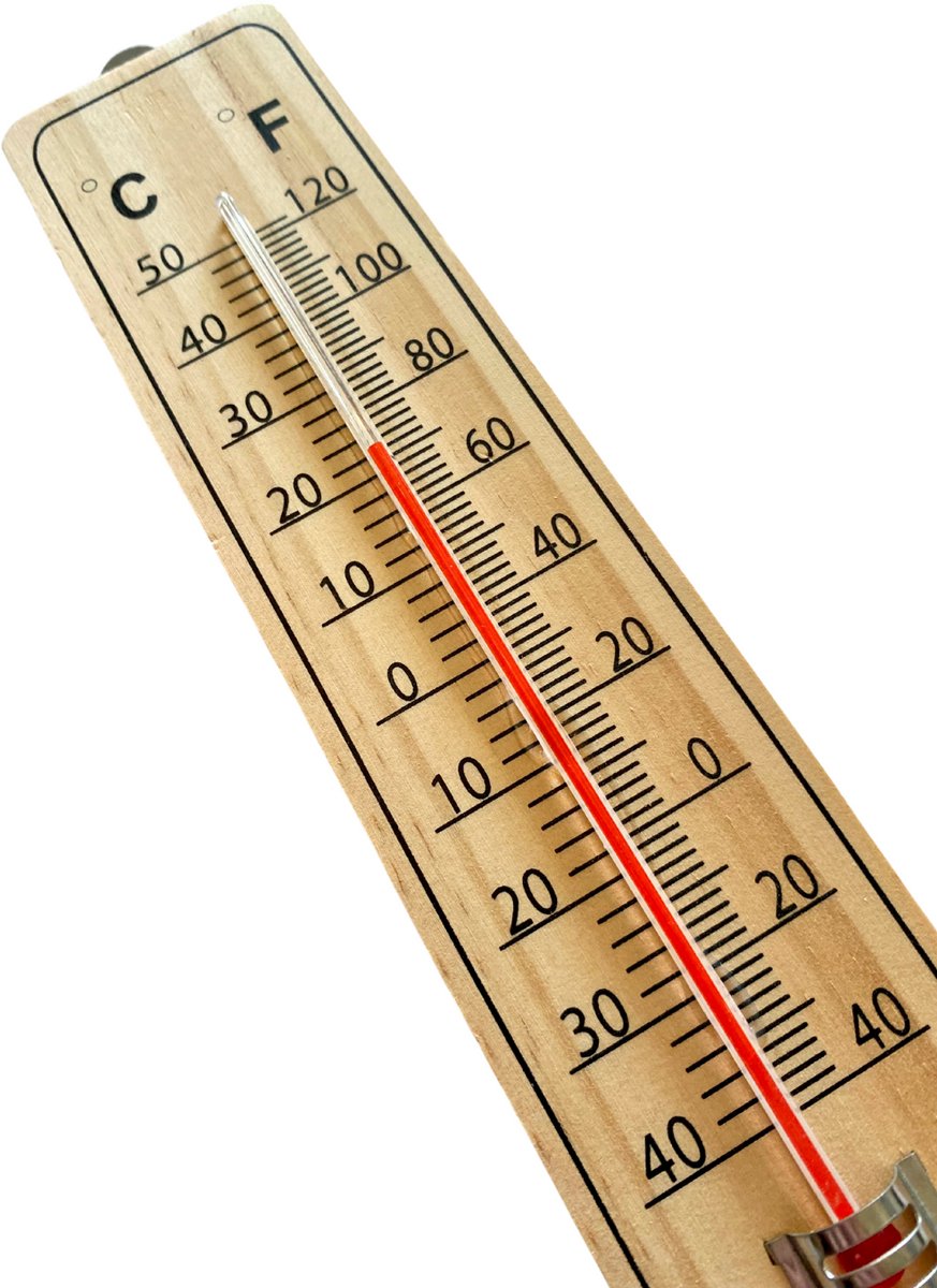 Afbeelding van Buitenthermometer Luxe Hout - 23 x 5 CM - Binnenthermometer - Metalen Binnen Buiten Thermometer - Thermometer