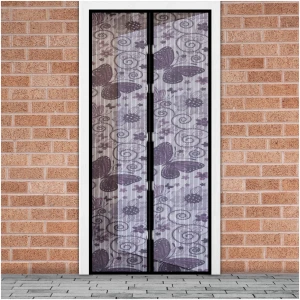 Afbeelding van Magnetisch Vliegengordijn / Hordeur Tegen Insecten – Hor met Magneten – Paarse Vlinder – 100 x 210 cm