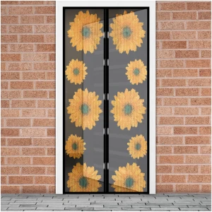 Afbeelding van Magnetisch Deurgordijn Tegen Insecten – Hor met Magneten – Bloemenpatroon – 100 x 210 cm –
