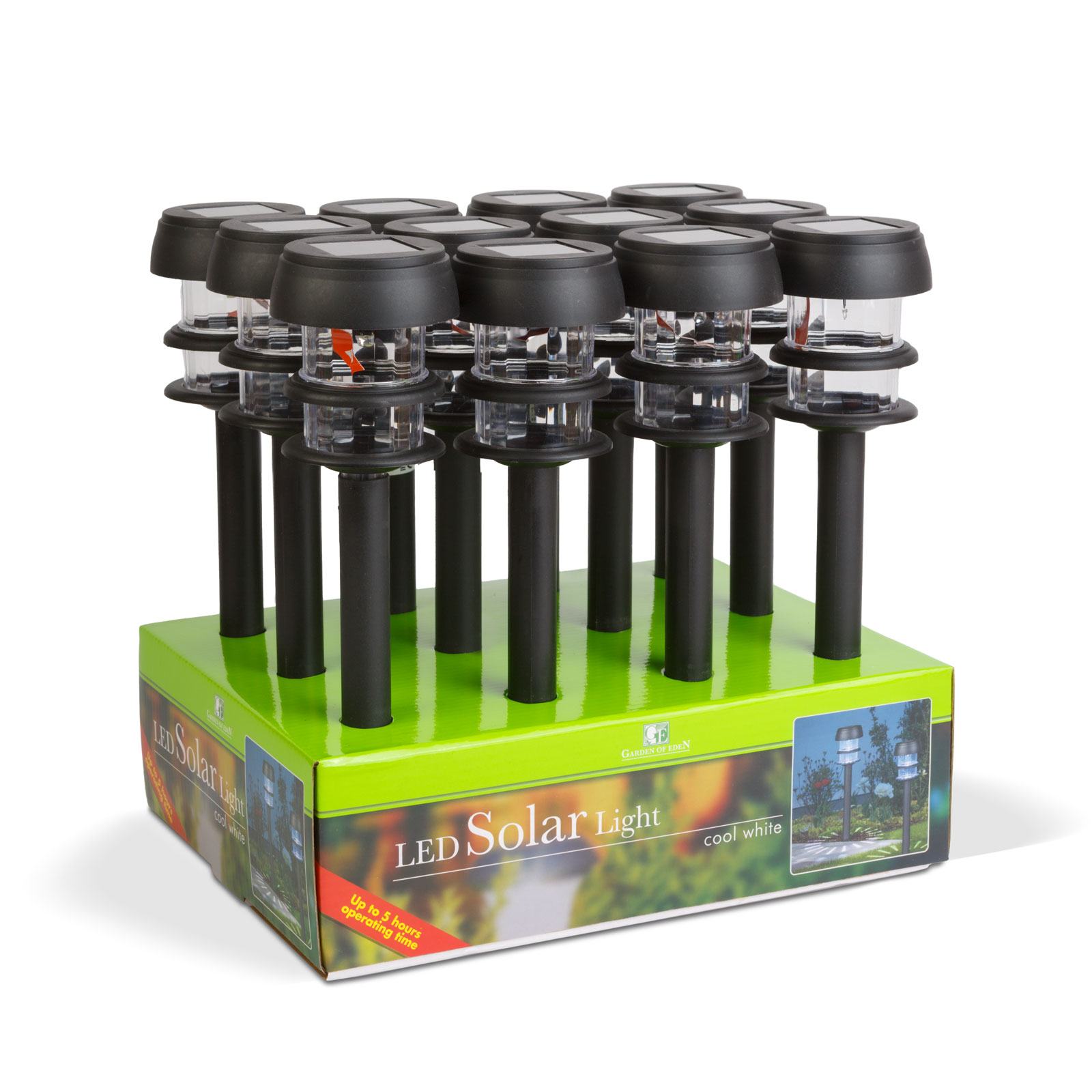 Afbeelding van 1x Solar Tuinlamp LED op Zonne-Energie – Solar Lantaarn Buiten – Wit LED Licht – Ø 7,5 x 40 cm – Met