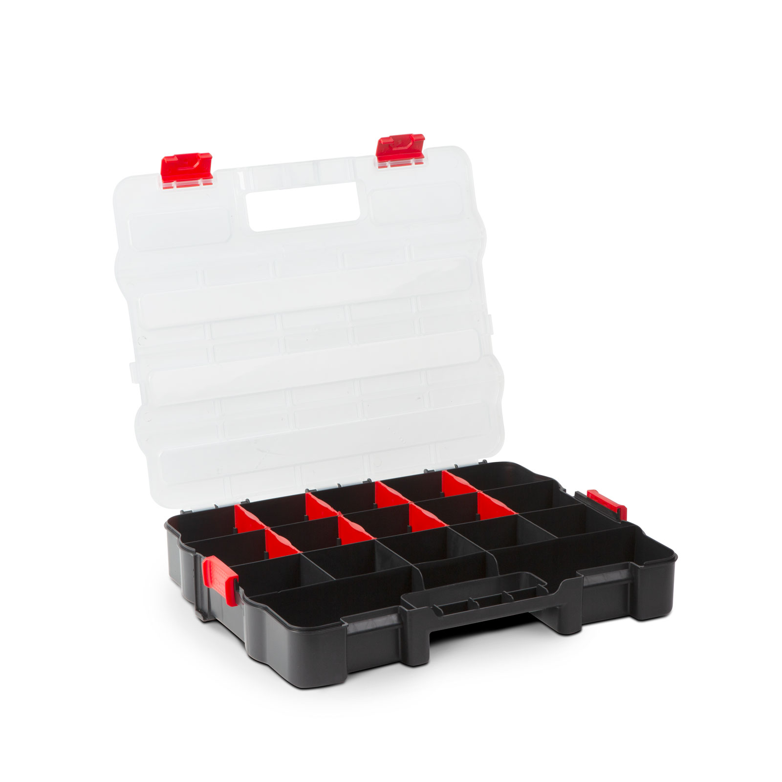 Afbeelding van Stapelbare Sorteerdoos - 270 x 330 x 60 mm - Organizer / Gereedschapsdoos met Vakken en Transparant Deksel