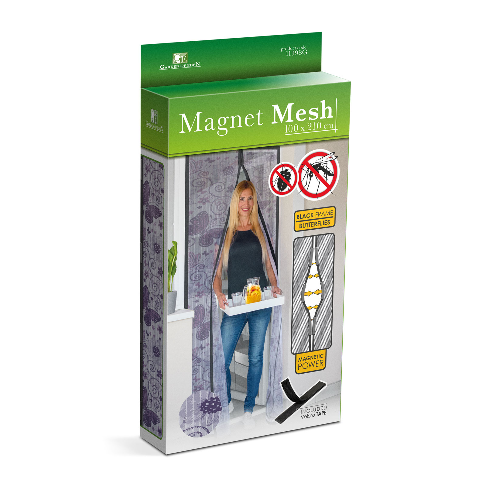 Afbeelding van Magnetisch Vliegengordijn / Hordeur Tegen Insecten – Hor met Magneten – Paarse Vlinder – 100 x 210 cm