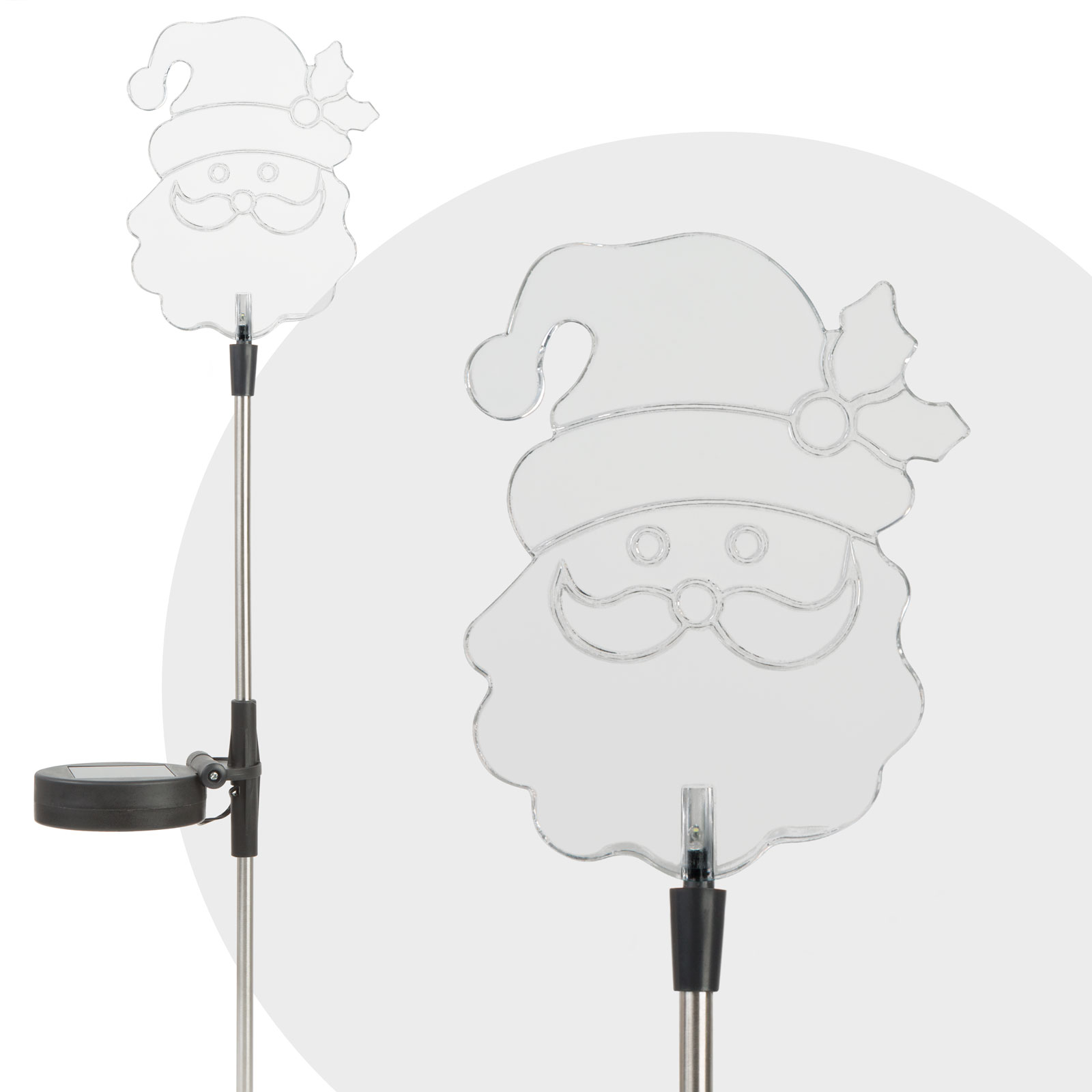 Afbeelding van 1x Solar Tuinlamp LED op Zonne-Energie – Kerst Santa Lamp – RGB LED – 84 cm Hoog – Met Grondpen –