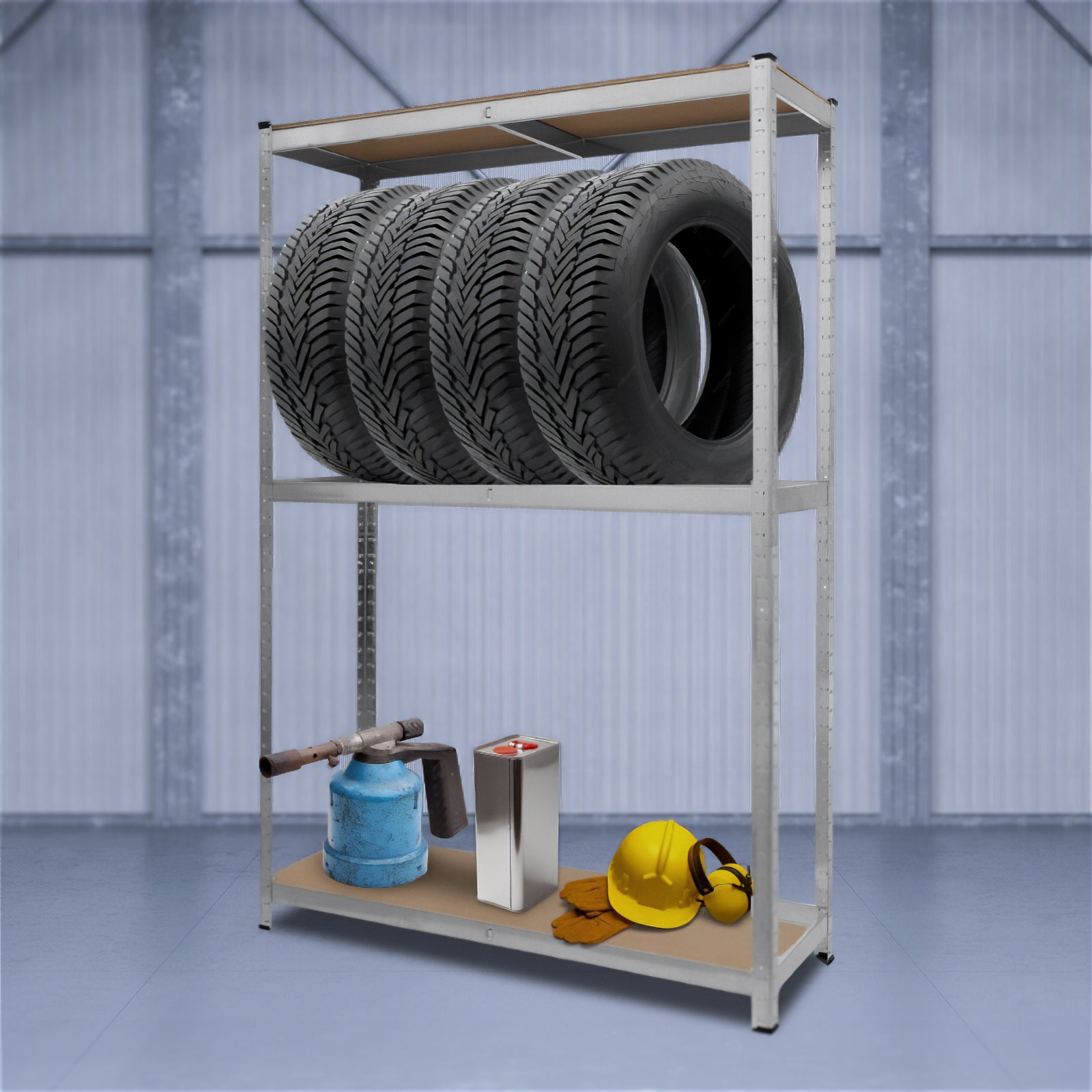 Afbeelding van Metalen Bandenrek – Opslagrek Voor Autobanden – 180 × 120 × 40 cm – Hoge Draagkracht Tot 795 kg –