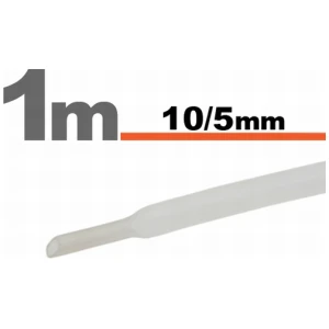 Afbeelding van 10× 1 Meter Krimpkous Transparant 10 / 5 mm – 10 Stukken Van 1 Meter – Warmtekrimpbuis Voor Isolatie En