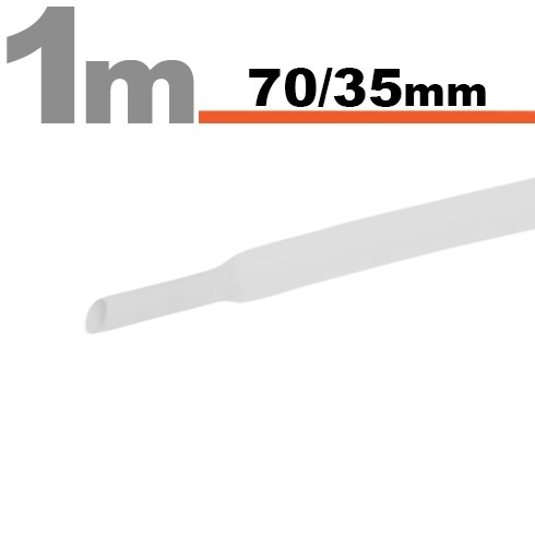 Afbeelding van 2× 1 Meter Krimpkous Wit 70 / 35 mm – 2 Stukken Van 1 Meter – Extra Grote Warmtekrimpbuis Voor Isolatie
