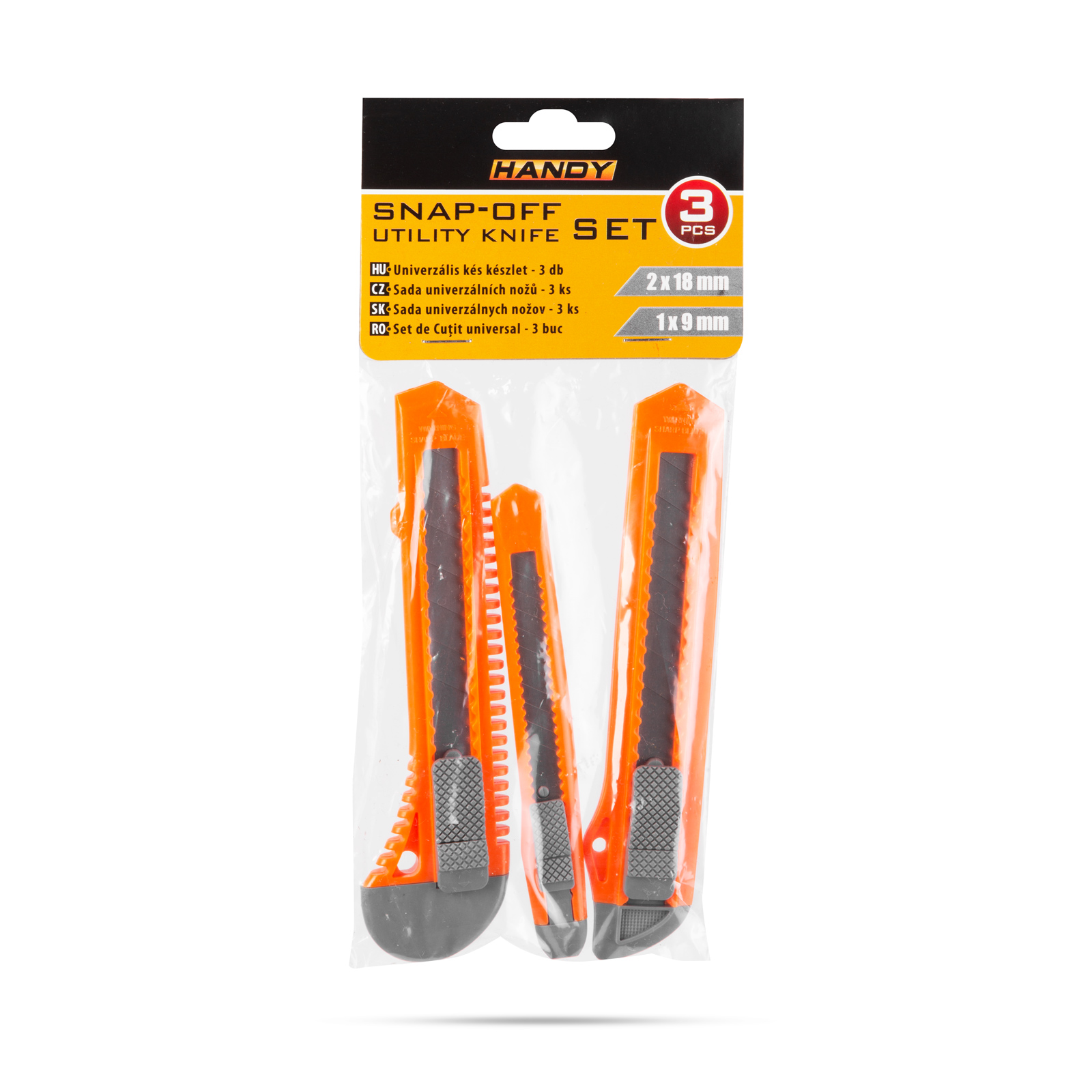 Afbeelding van Universele Breekmessenset – 3-delige Set Met Afbreekmes – 1× 9 mm & 2× 18 mm – Uitschuifbaar Mes