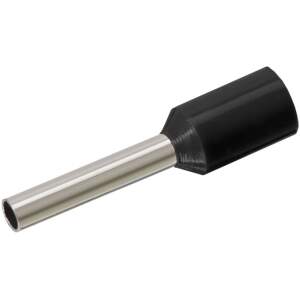 Afbeelding van 100x Geïsoleerde Adereindhuls 1,5 Mm² Zwart Met Verlengde Punt – Cord End Terminal Met Zwarte Isolatie
