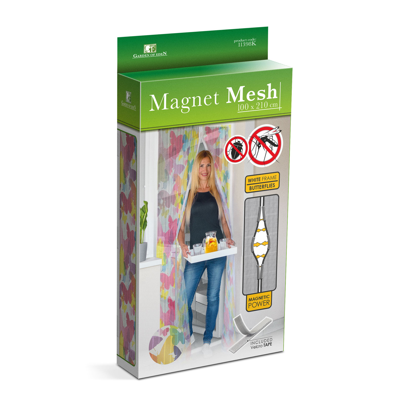 Afbeelding van Magnetisch Vliegengordijn / Hordeur Tegen Insecten – Hor met Magneten – Kleurrijke Vlinder – 100 x 210