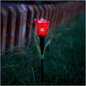 Afbeelding van Solar Tulpen Tuinlamp Met Grondpin – LED Tuinverlichting Op Zonne-Energie – Tulip Vorm – Geel, Rood Of