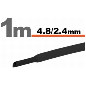 Afbeelding van 5× 1 Meter Krimpkous Zwart 4,8 / 2,4 mm – 5 Stukken Van 1 Meter – Warmtekrimpbuis Voor Isolatie En