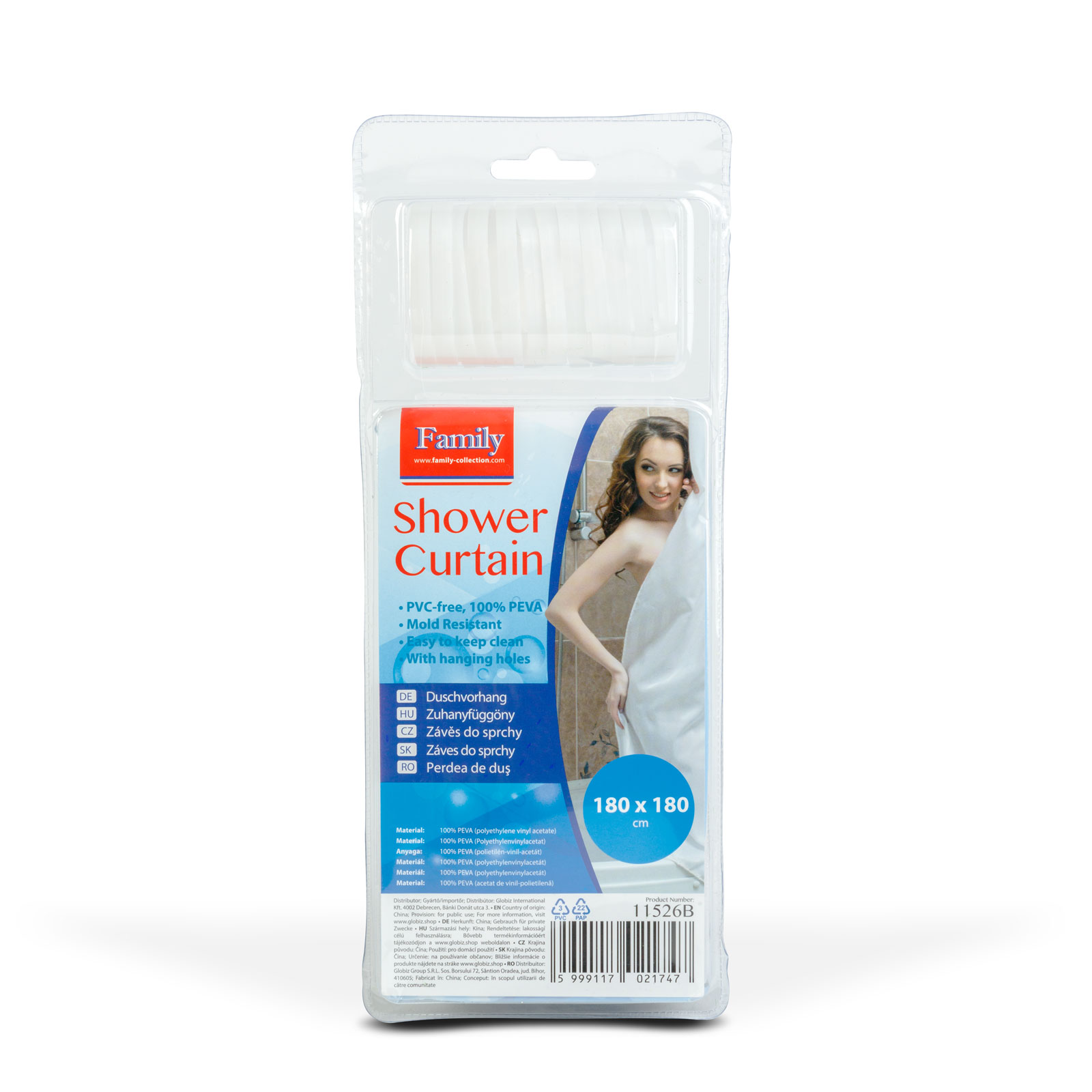 Afbeelding van Douchegordijn Met Ringen – 180 × 180 Cm – PEVA – Semi-Transparant – Druppel, Lente Of Ruit Patroon