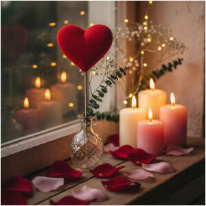 Afbeelding van Hart Steekdecoratie 60 cm – Rode Hartvormige Tuin- en Interieurdecoratie met Houten Steker – Romantische